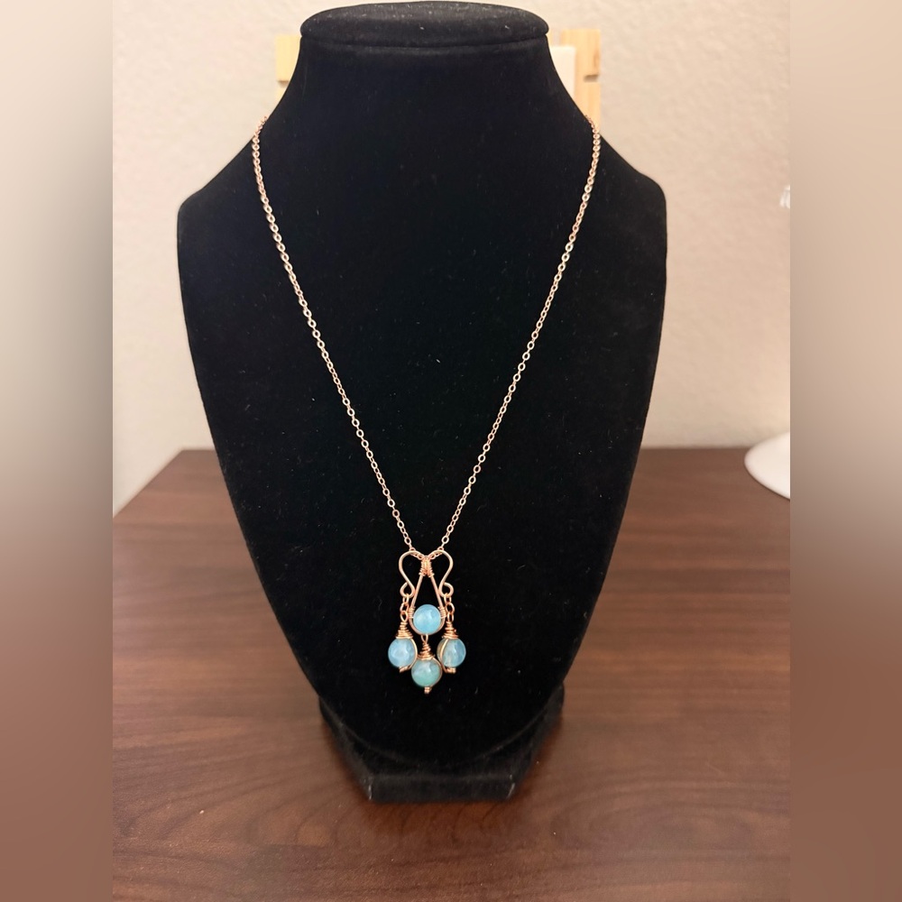 Handmade Blue Agate Chandelier Pendant With Interchangeable Necklace